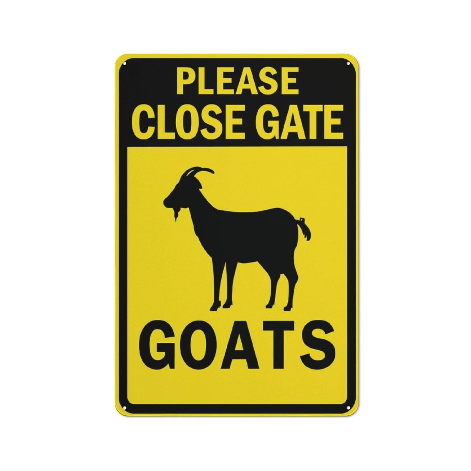 Please Close Gate Goats Bright Yellow Sign 12X8 Inch Aluminum Uv Ink Printed For House And Business