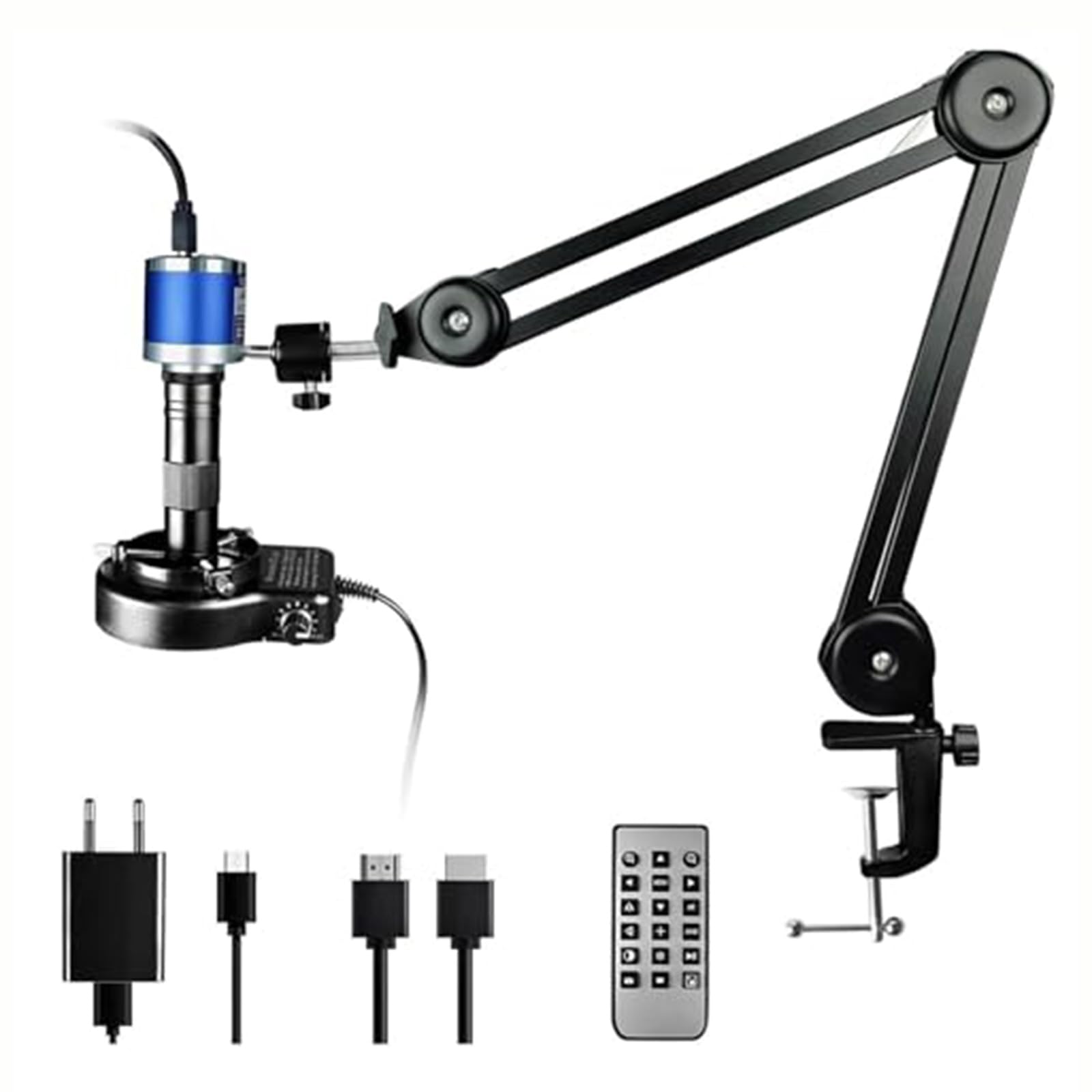 Microscopio Digital Hdmi, Lupa Industrial con Cámara Hdmi/USB De 48 MP, Luz Anular Led, Brazo Flexible, Lente HD De 150x, para Reparación De Componentes Electrónicos