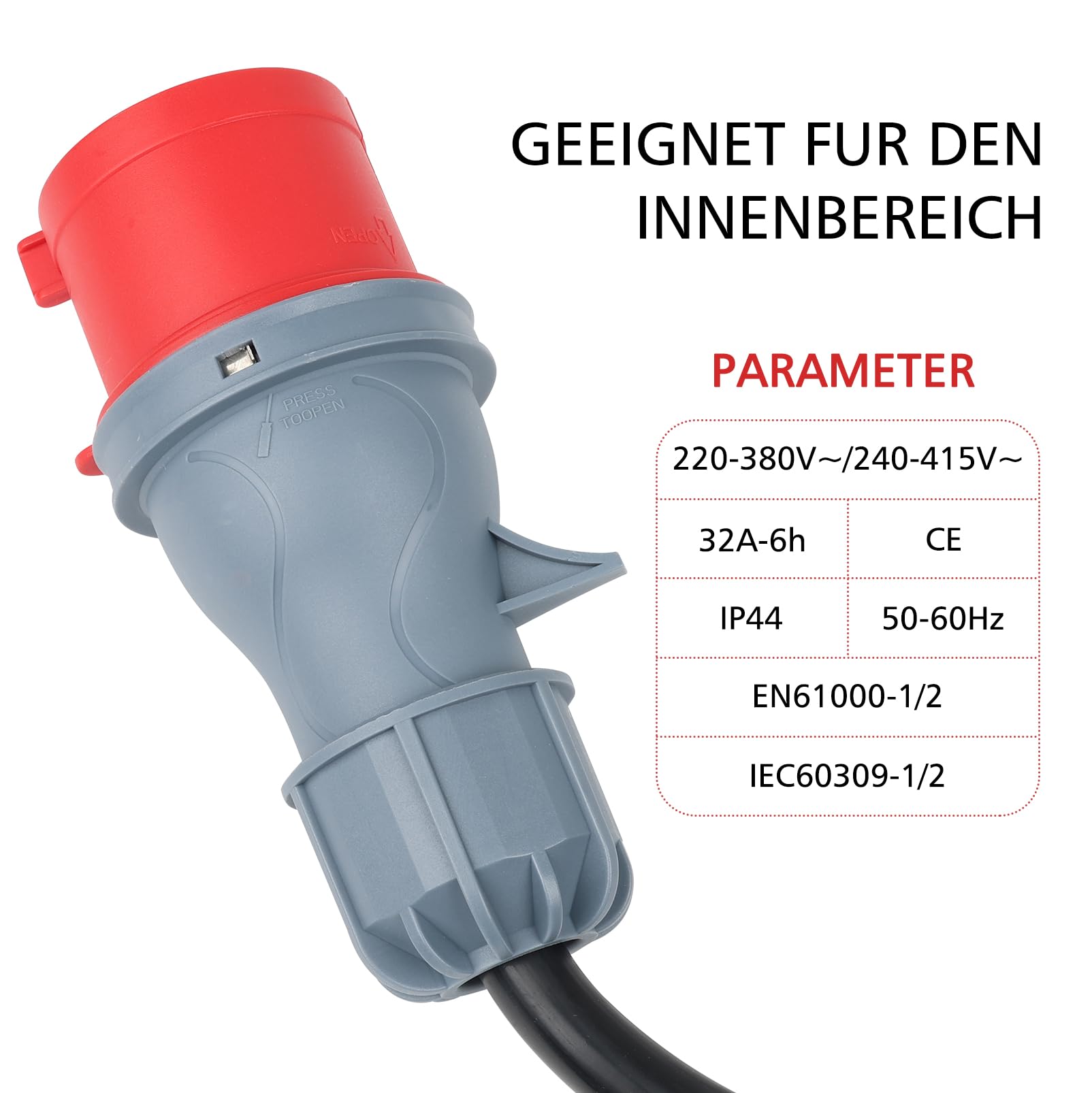 Adaptador CEE compatible con el adaptador Tesla de 5 pines y 32 A, juego de adaptadores CEE de 5 pines para cargadores de pared/VE móviles, cable de extensión C-EE, IP44 para uso en exteriores (5 pine