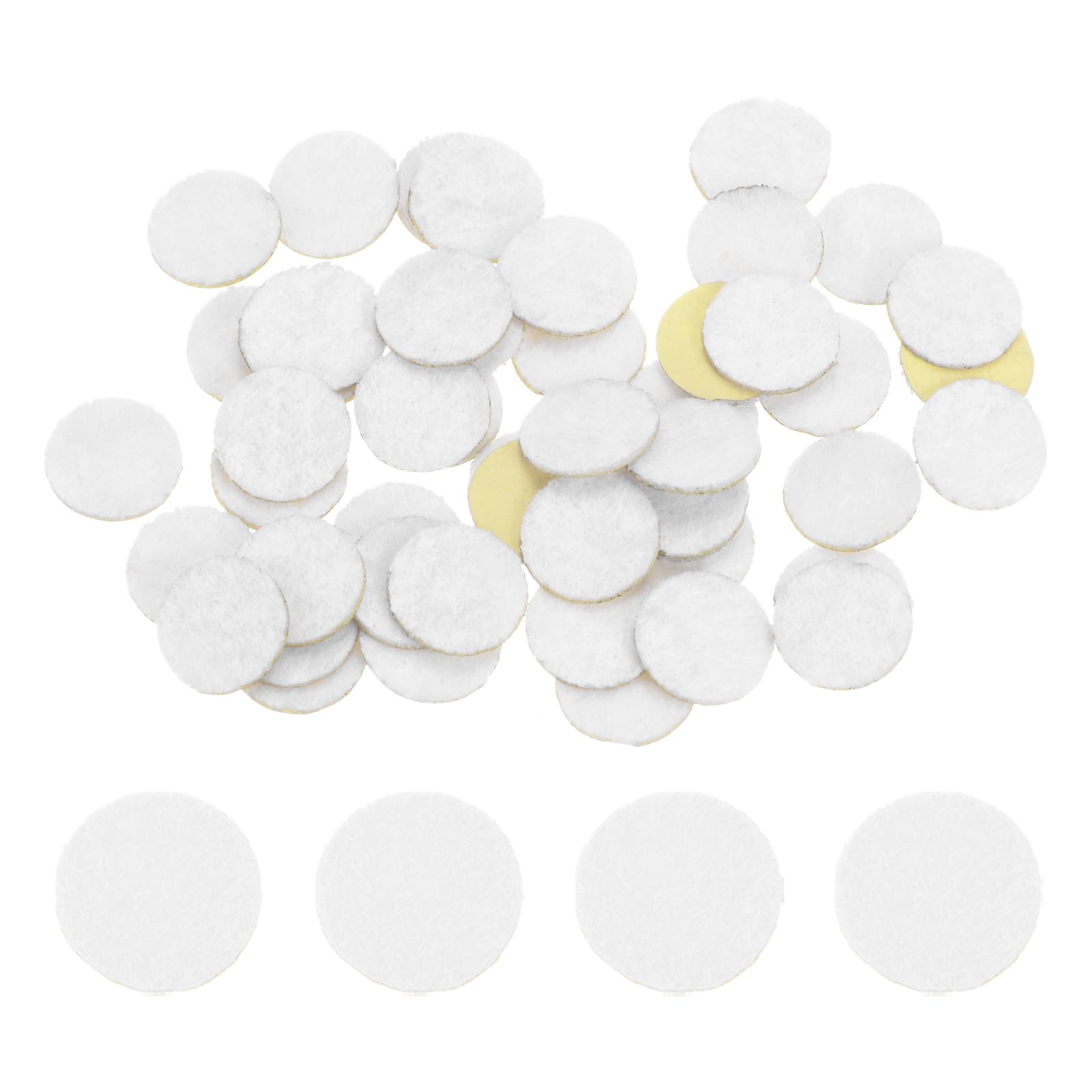 HARFINGTON 48pcs Round Adhesive Mini Felt Circles, 12mm 15/32" Pre Cut Craft Stickers, Non-Woven Fabric Circles for DIY Sewing Handcraft Projects, White