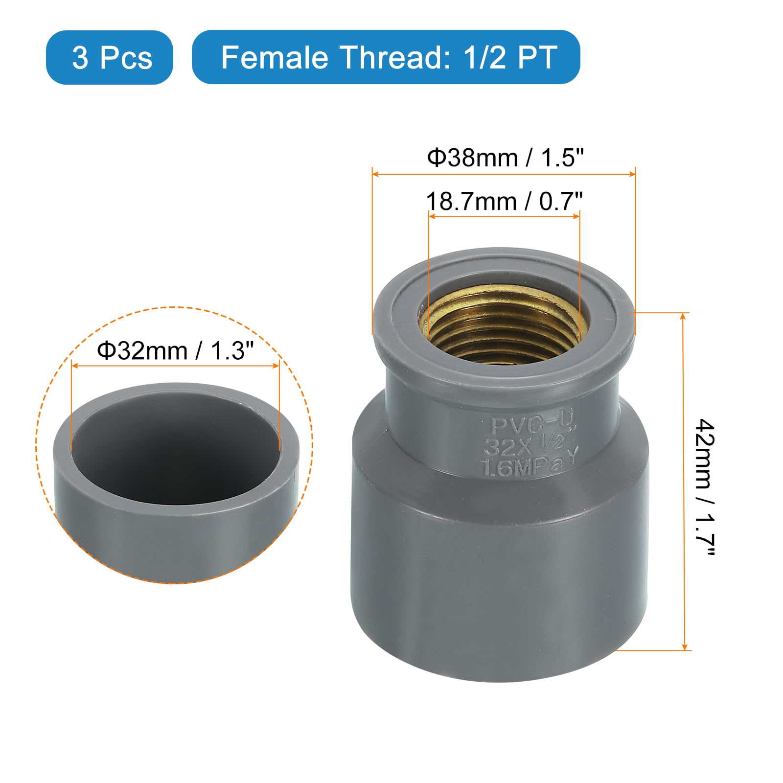 QUARKZMAN Adattatore Maschio In PVC Per Tubi: 5 Pezzi Da 1/2'' Con Nastro Sigillante – Attacco Scorrevole E Filettatura NPT Per Impianti Idraulici E Irrigazione