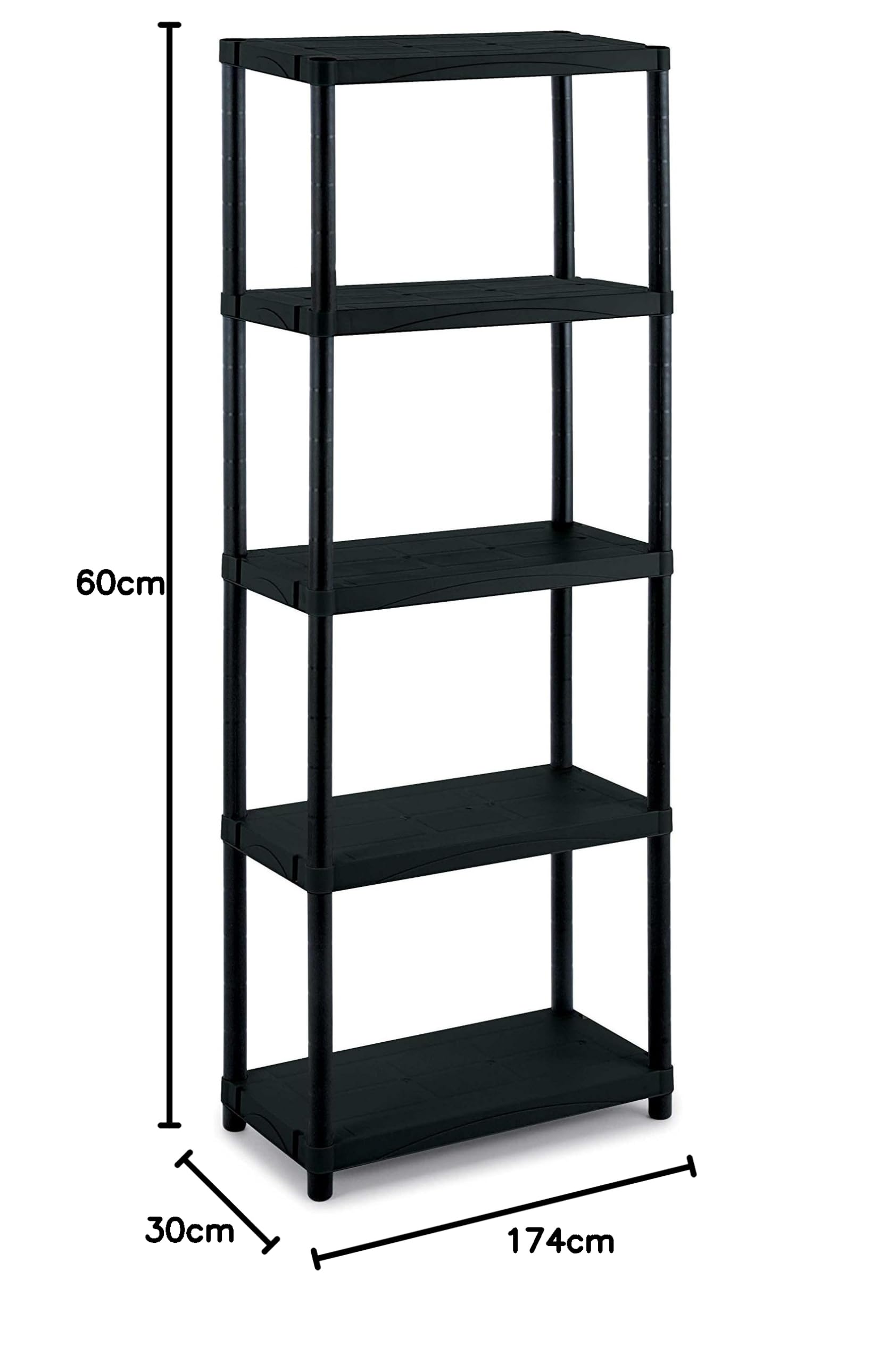 Scaffale Metallico Multiuso Design Ideas MeshWorks - 5 Ripiani, Capacità 272 Kg/Ripiano - 35x35x180 Cm - Ideale Per Garage, Dispensa, Bagno - 4