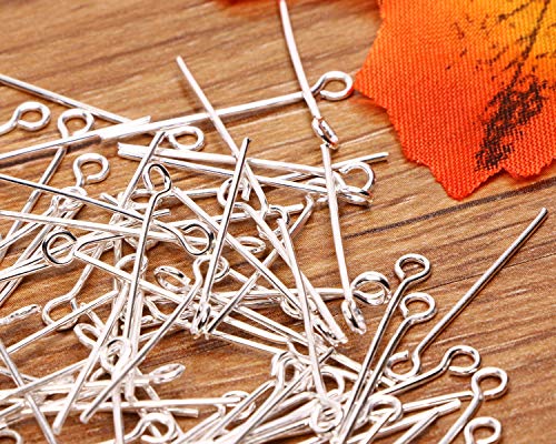 Shapenty 200Pcs Mini Metal Wire Eyepins Beading Small Open Eye Head Pins Needles Bulk For Diy Craft Bead Earring Pendant Necklace Bracelet Jewelry Charm Finding Making (24Mm/1Inch, Silver) #TOP4