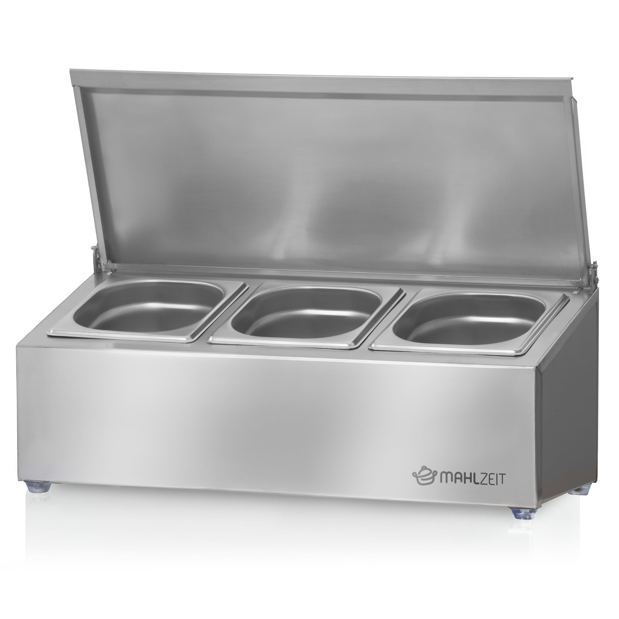 Mahlzeit Contenedor de ingredientes de acero inoxidable, recipiente de catering GN 1/6 con pies de goma, contenedor de ingredientes para cócteles, para gastro, cocina, estación de pizza, accesorios de