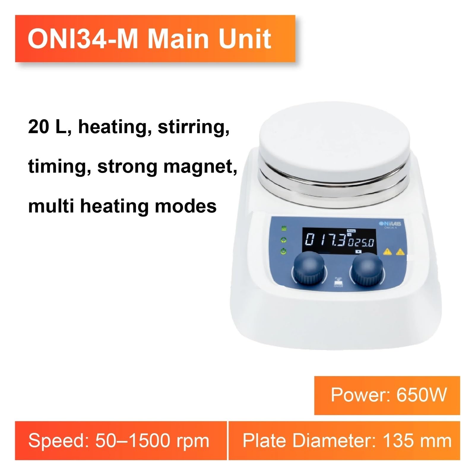 Magnetrührer-Heizplatte, 20 l, 50–1500 U/min, digitale Steuerung mit Timer, starker Magnetrührer, Labor-Heizmischer Für Heimwerker