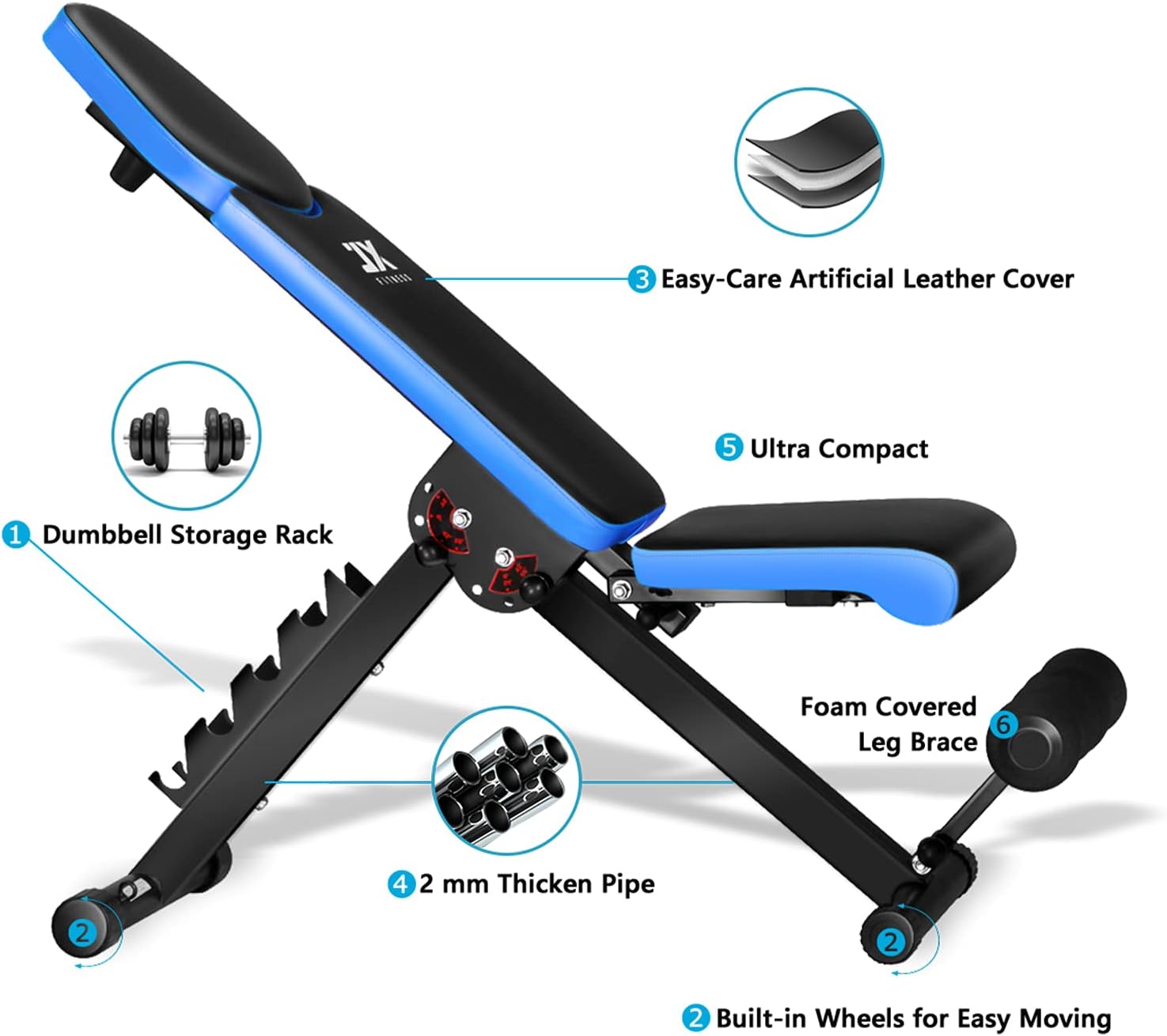 JX FITNESS Weight Bench Adjustable Strength Training Bench, Weight Lifting Exercise Bench, Home Gym Incline Decline Flat Workout Bench : Sports & Outdoors