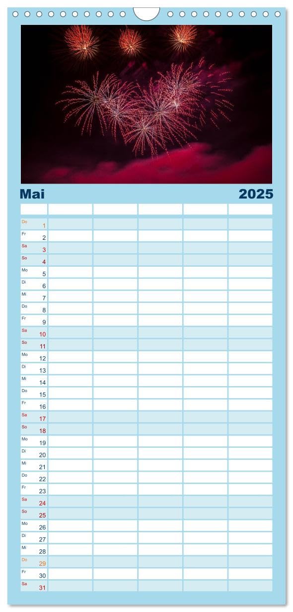 Familienplaner 2025 - Das Feuerwerk mit 5 Spalten (Wandkalender, 21 cm x 45 cm), CALVENDO: Lichtmalerei (CALVENDO Spass)