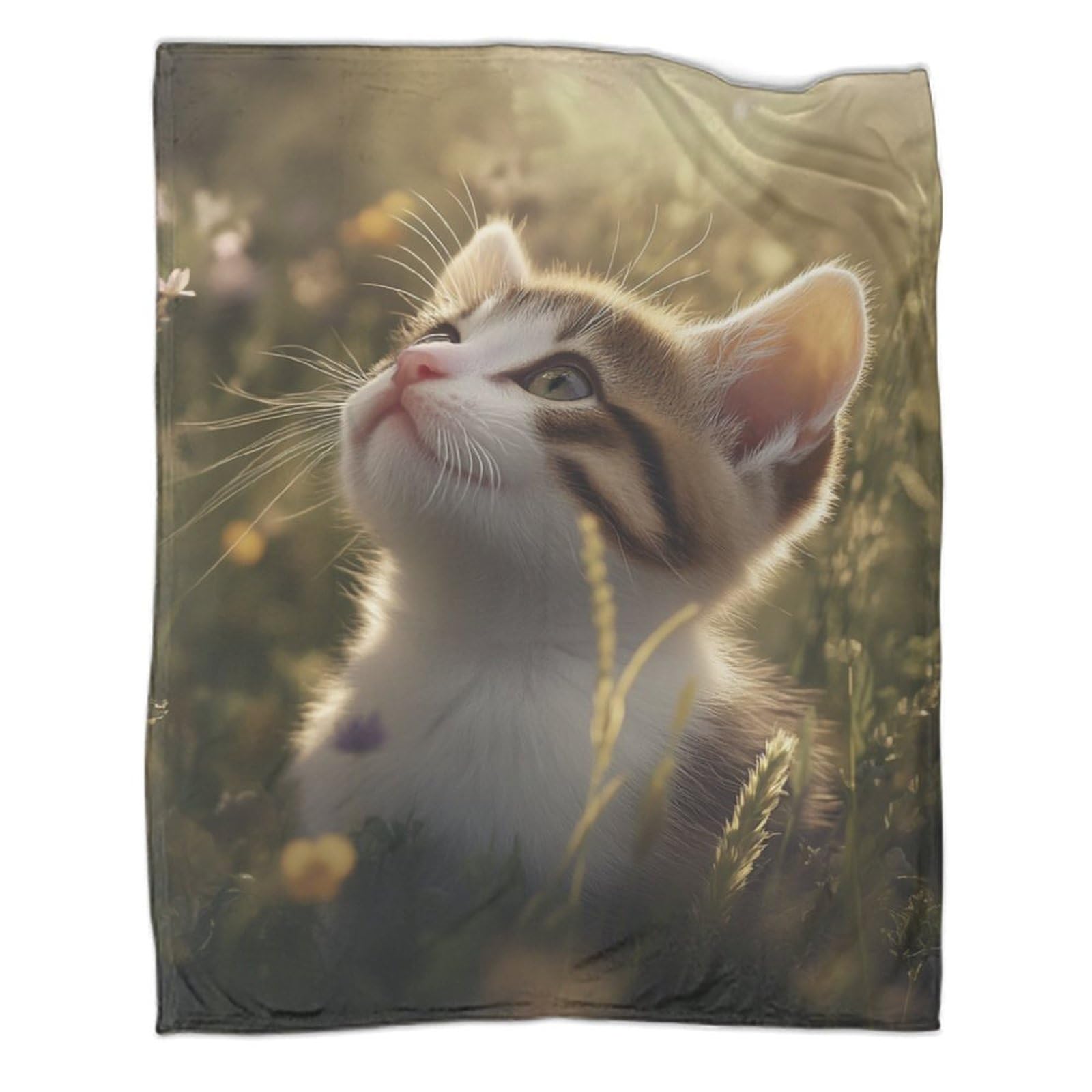 Couverture flanelle chat chaude et légère plaid thermique doux 100x130cm