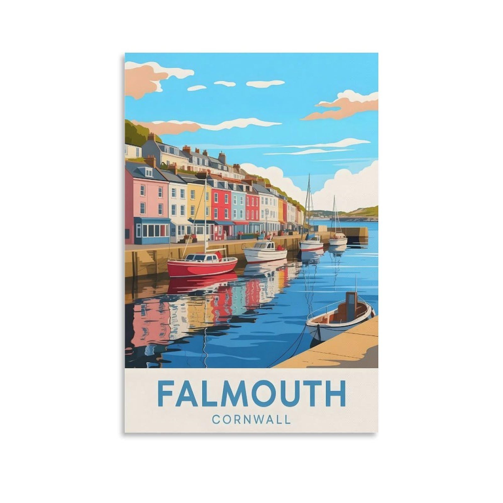 EZMLFA 5D Diamond Painting Kits for Adults,Falmouth Cornwall,DIY Full Round Drill Diamond Dot Gem Art Kits for Adults,Crafts for Decor 30x40cm