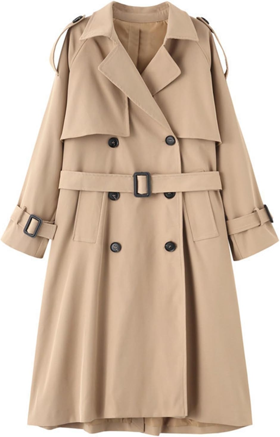 Autumn Trench Coat Single Breasted Long Trench Coat For Women Casual Loose Jackets Lapel Overcoat Belt Streetwear