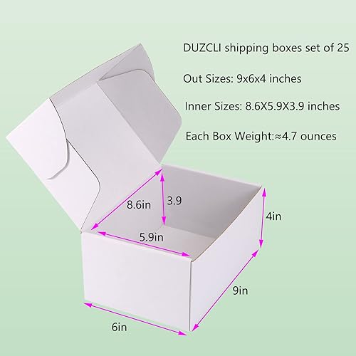 Miniatura 2 de Cajas de envío pequeñas de 9 x 6 x 4 pulgadas (paquete de 25) Cajas de cartón corrugado blancas resistentes para pequeñas empresas, comercio