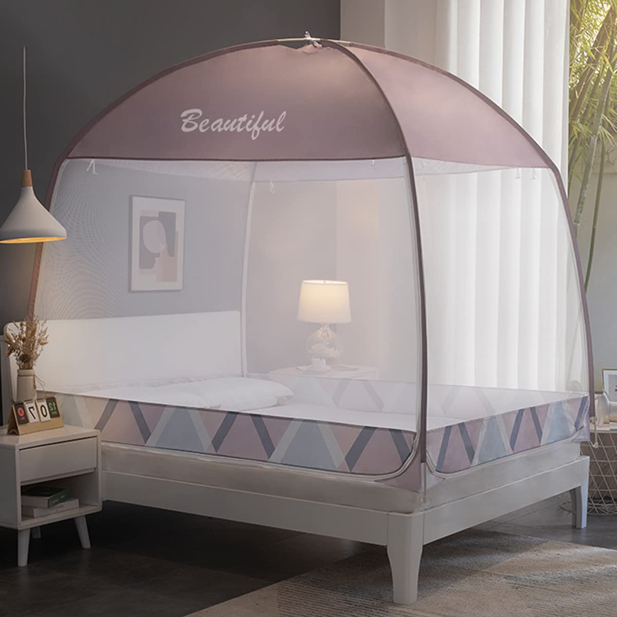 Anti Mosquito Yurt Tent for Bed, Portable Bedroom with 3 Zipper Doors - Free Standing Canopy for Outdoor Baby Kids Adult - Easy Installation