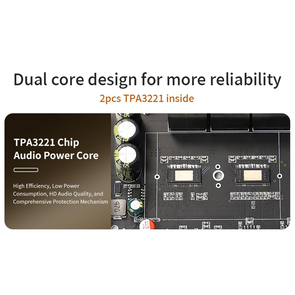 Compact 2.1Channel TPA3255 BT Digital Power Amplifier Board Subwoofer a basso tono 100W*2+200W Migliora la qualità del suono per il audio domestico (with line)