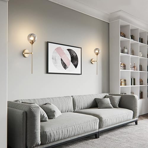 Miniatura 5 de BOKT Aplique de pared dorado de latón cepillado, lámpara de pared moderna de mediados de siglo, lámpara de pared vintage con brazo de poste largo,