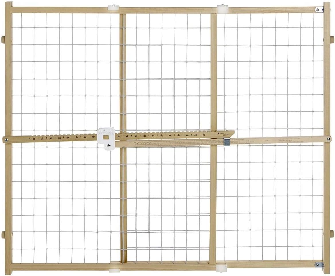 Toddleroo by North States - Quick-Fit Extra-Wide Wire Mesh Wooden Baby Gate: Pressure Mounted Baby Gate for Doorways - Adjustable 29.5 to 50 Inches Wide - 31 Inches Tall