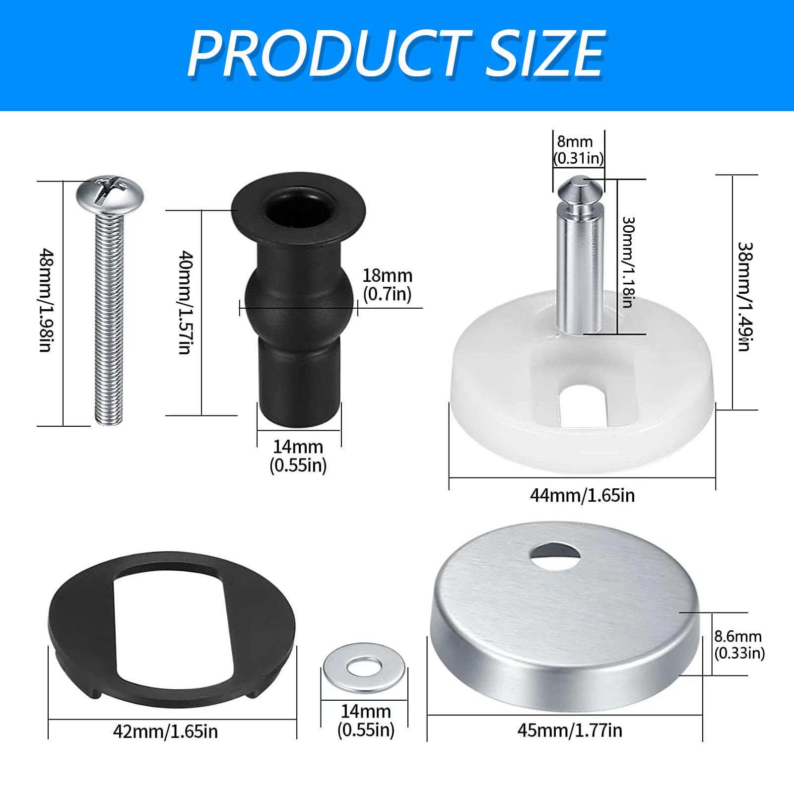 2Pcs Quick Release Toilet Seat Top Fittings Toilet Seat Hinges Toilet Seat Fixings Universal Top Fixing Quick Release Toilet for Toilet Blind Holes - Image 2