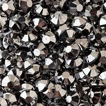 MajorCrafts 2000pcs 5mm ss20 Flat Back Resin Rhinestone Embellishment Gems Black Hematite C31