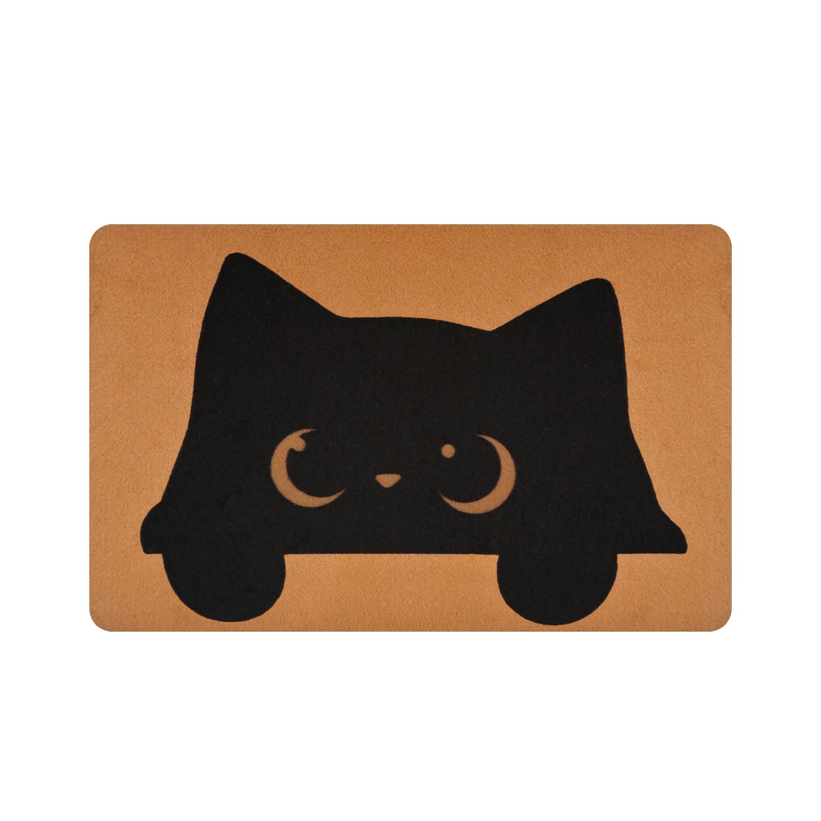 SEATOGEM Felpudo de Coco, 40x60 cm Felpudo Antideslizante, Felpudo Diseñadas por Gato Negro, Felpudo para la Entrada Interior y Exterior