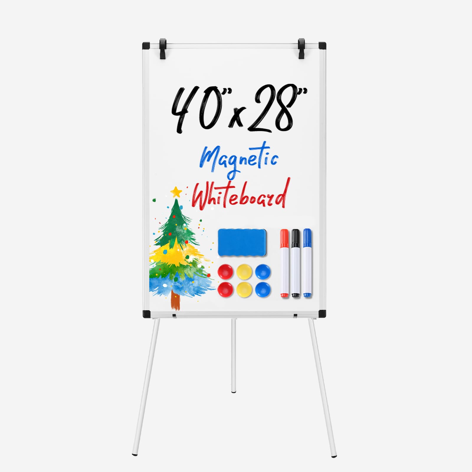 Sweetcrispy Whiteboard Easel 40 x 28 Inches, Magnetic Dry Erase White Board, Portable Boards Height Adjustable, Dry Erase Board with Stand for School,