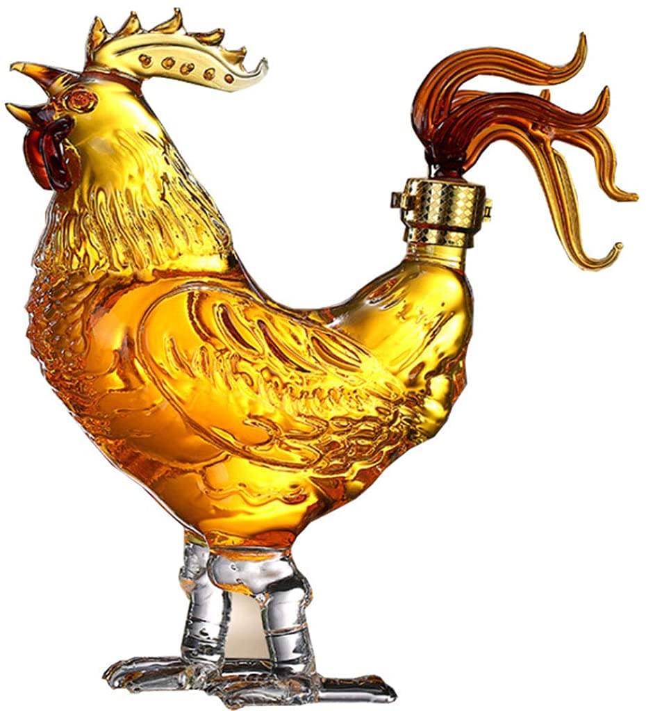 WJFMZS Chicken Bottle Animal Shape Glass Wine Maker, 500ML-1000ML Whiskey Decanter Ornament, High Borosilicate Glass Craft Wine Bottle For Liquor, Scotch, Bourbon, Vodka