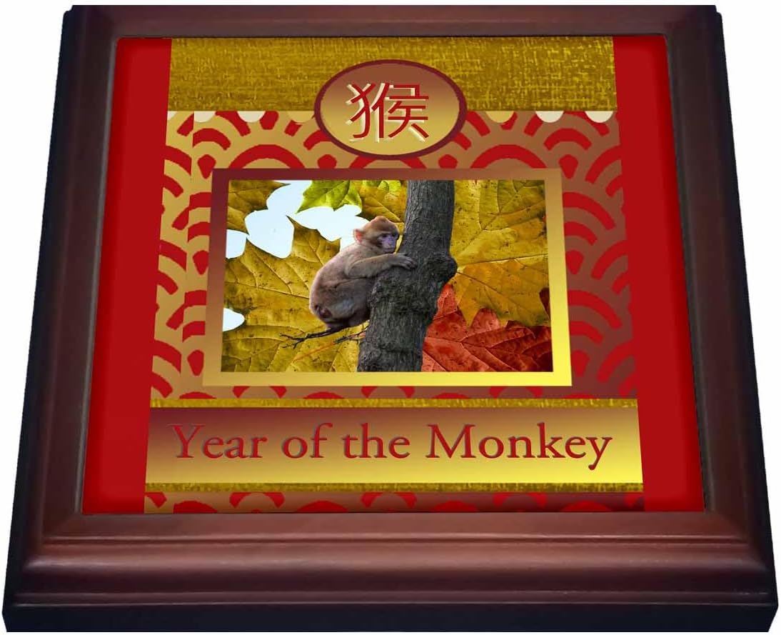 3dRose Monkey in Tree Trivet with Ceramic Tile, 8 x 8, Natural