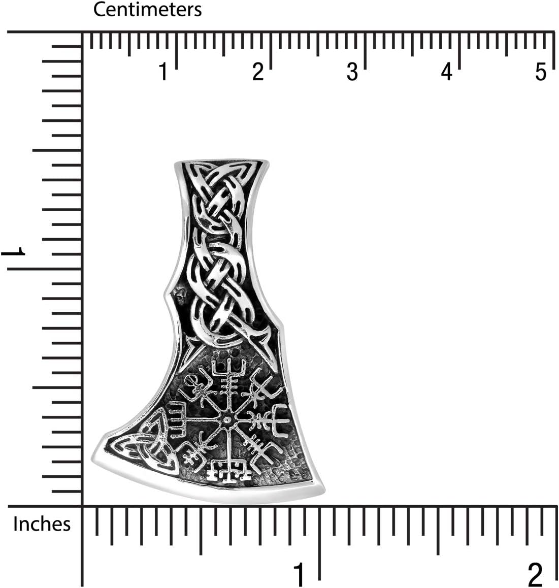 WithLoveSilver 925 Sterling Silver Viking Axe Amulet Slavic Celtic Triquetra Mjolnir Vegvisir Double Sided Pendant