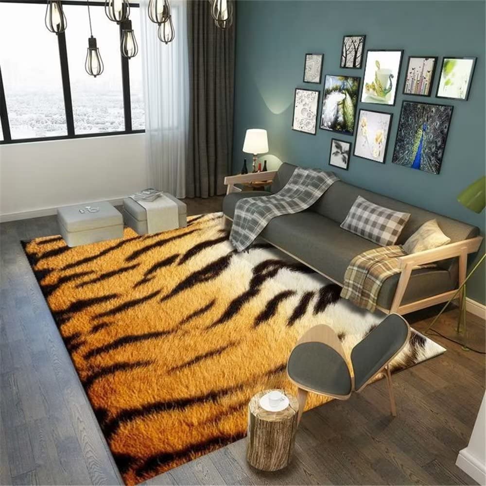 Carpette chambre tigre marron 60x90cm avec petit tapis de salon antidérapant durable
