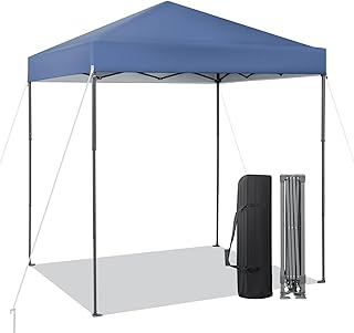 SPOTRAVEL Pop Up Gazebo Tent, 2 x 2m/2.5 x 2.5m Portable Instant Canopy with Carry Bag, Height Adjustable Outdoor Gazebo Event Shelter (198 x 198cm, Blue)