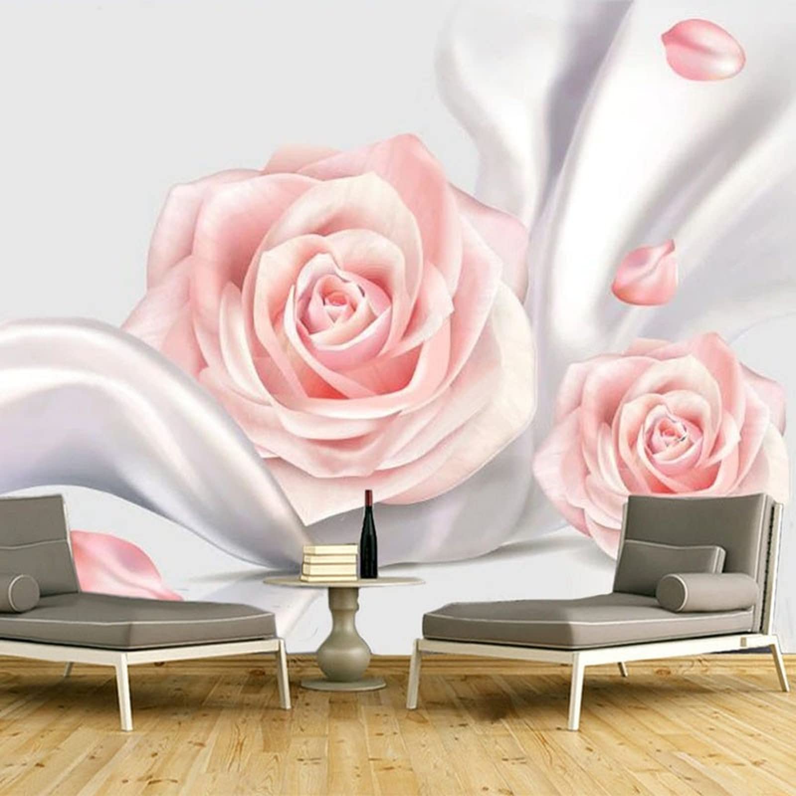 Adesivi murali Floreali Rosa alla Moda 240X150Cm, Adesivi murali per cameretta dei Bambini, Rimovibili, autoadesivi, Decalcomanie artistiche in Vinile, Decorazioni per la casa Fai da Te, SOG