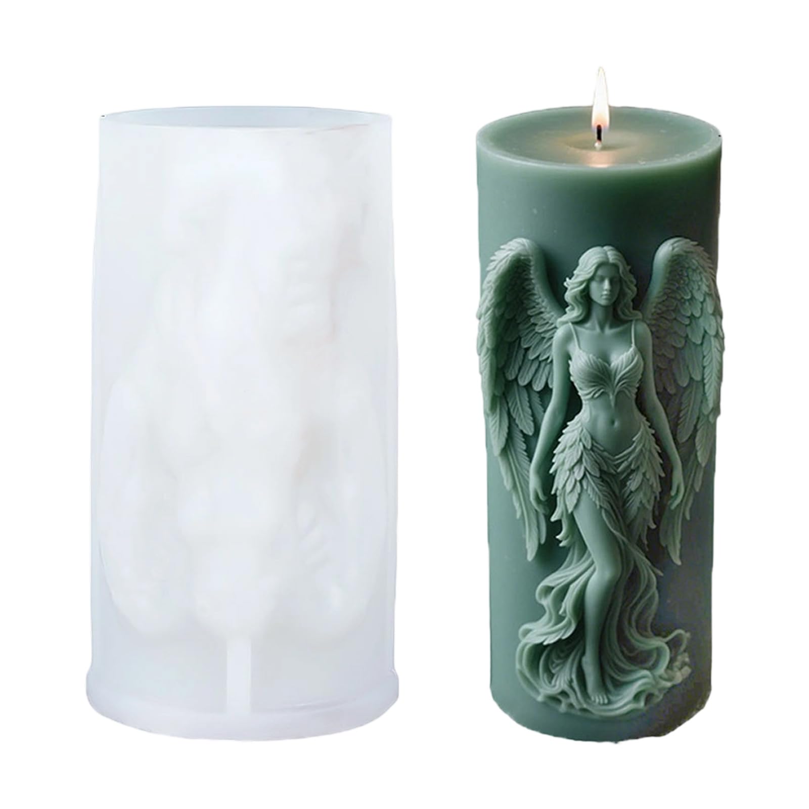 LUCKGONI Silicone Wing Angelic Girl Scented Candle Mold Goddesses Resin Casting Mold for Crafting Easy Releases