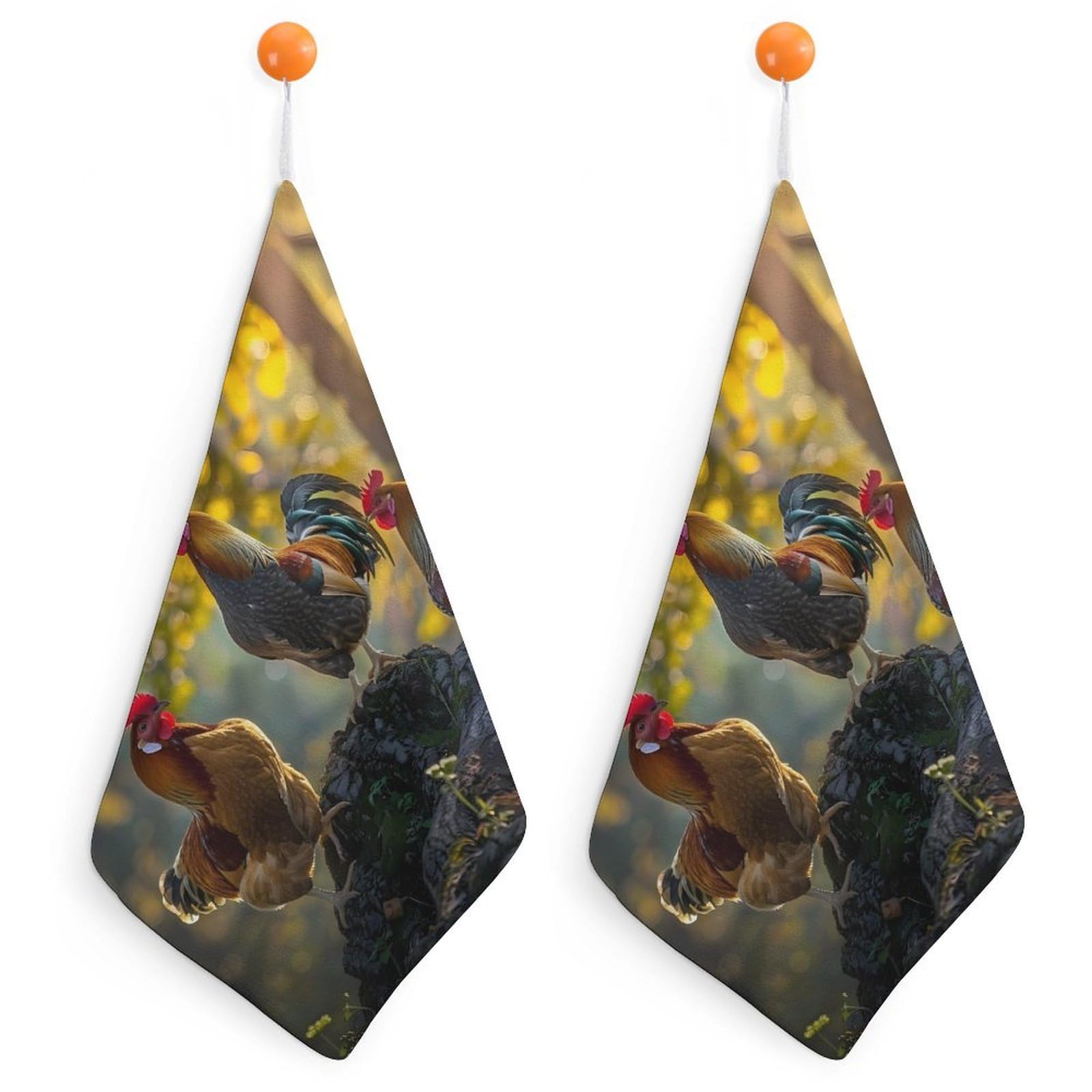 TXFBTRFSA Farm Animal Chicken Rooster Hand Towels with Hanging Loop Kitchen Towel Handkerchiefs Cleaning Cloths