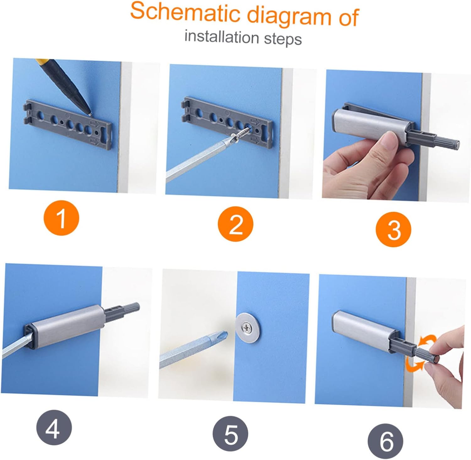 4pcs Push to Open Cabinet Latch Durable Hidden Door Latch for Kitchen Wardrobe and Drawer Efficient and Easy to Install Self-Closing Mechanism