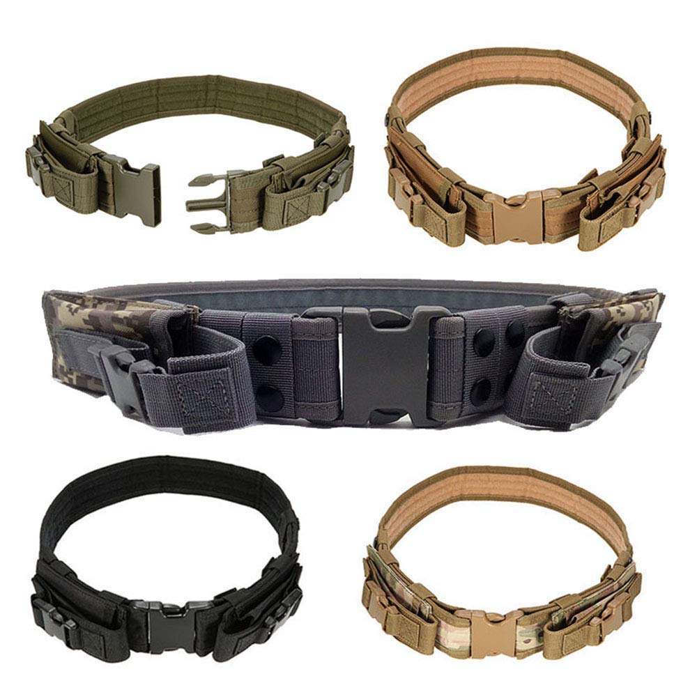 Outdoor Sports Gear Airsoft Equipment Hunting Shooting 3 in 1 Tactical Belt with Pouches - Green