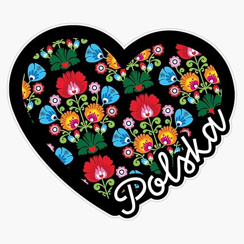 Miniatura 1 de POLSKA Folk Art Heart - Adhesivo de vinilo con diseño de corazón polaco Wycinanki, diseño de flores, folklore, polonia, 5 pulgadas