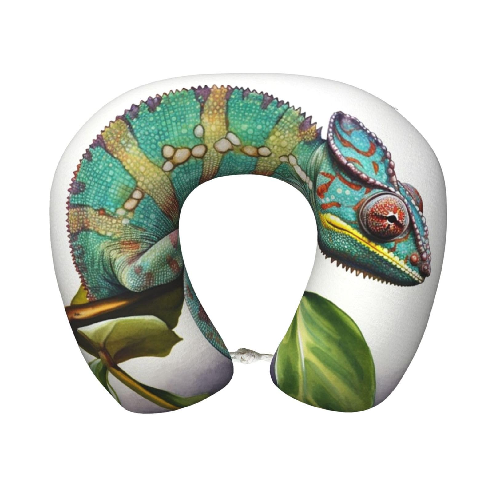 peiyeety Chameleon Travel Pillow Memory Foam - Comfortable U Shape Neck Pillows for Sleeping, Neck and Head Support Portable Airplane Pillow Adjustable Flight Pillow, Washable Cover