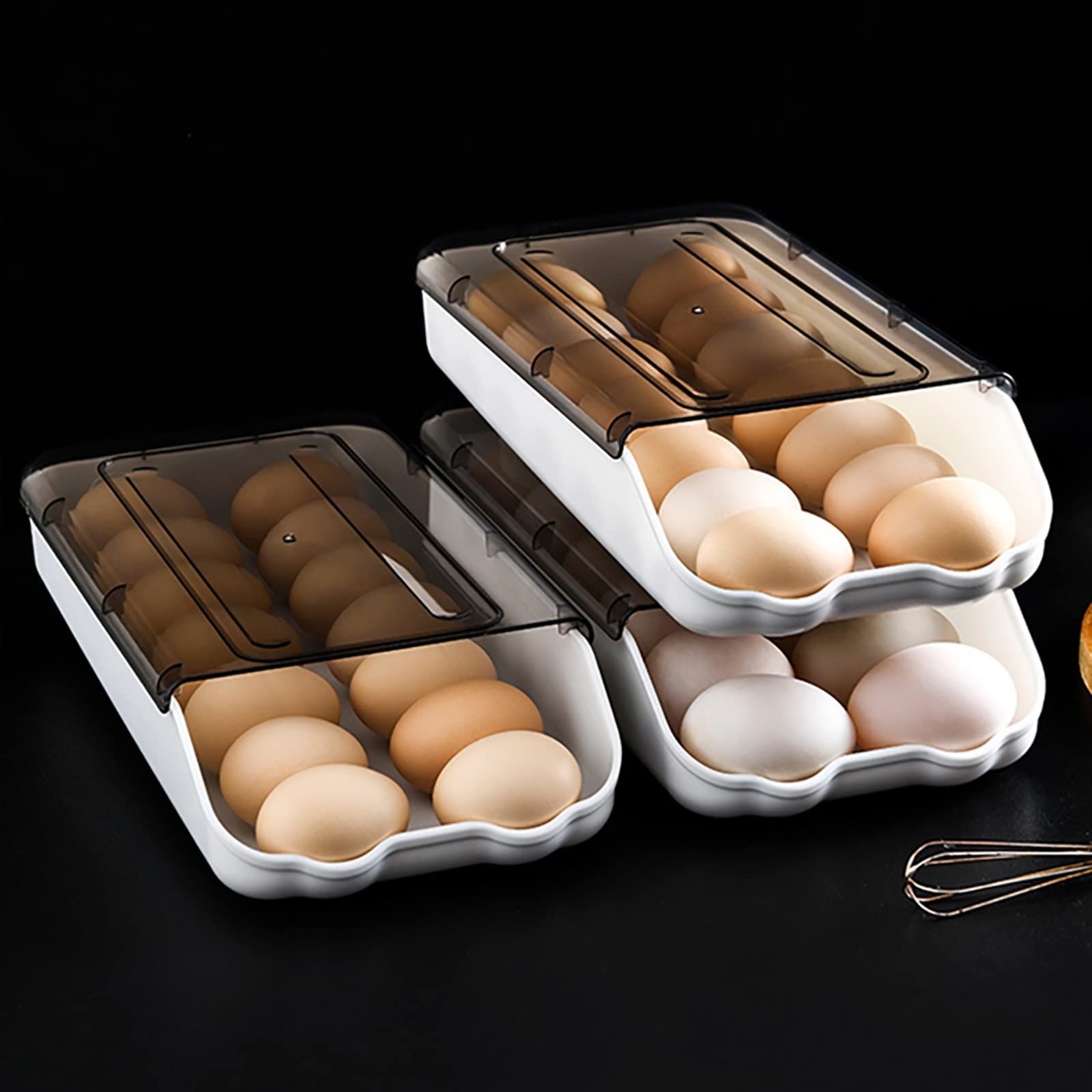 Alimentos secos, Cesta de huevos Almacenamiento de cocina Refrigerador Caja de almacenamiento Nevera Organizador Contenedor Caja Dispensador de huevos Hermético Dispensador de conservación fresca