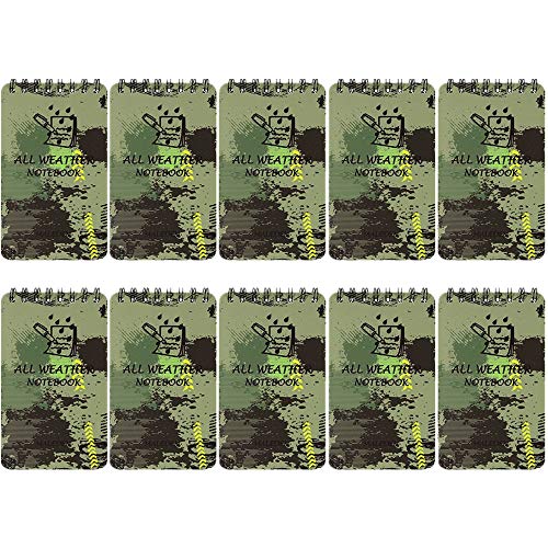 Waterproof Notebook, All Weather Notebook Pocket Notepad with Grid Paper and Durable Cover for Outdoor Work Tactical Notepad Steno Pad Memo Book 10 PCS 3