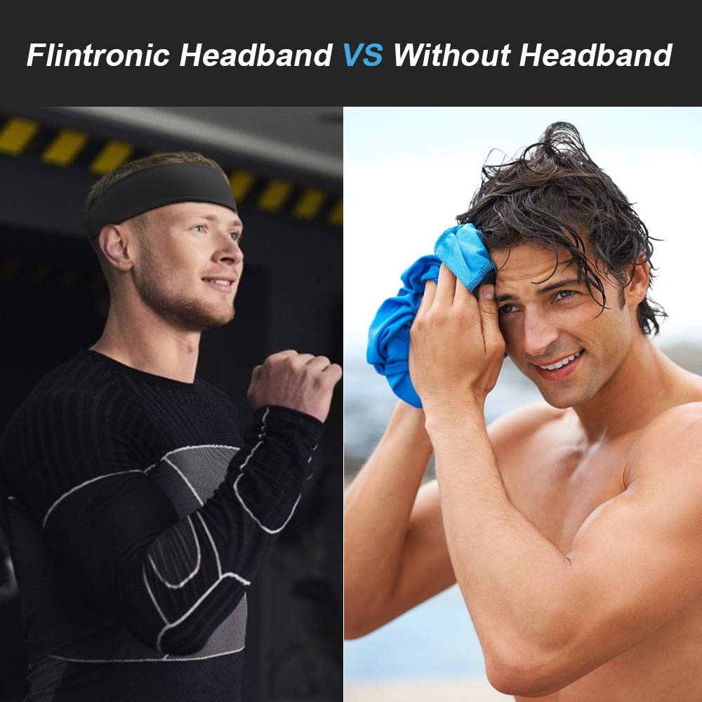 Flintronic Sport Headband, Fascia da Corsa, Antiscivolo umidità Ampia Fascia per Capelli,Fasce Antisudore, Fascia da Ginnastica per Uomini e Donne,Fascia per Sport in Esecuzione, Yoga, Jogging