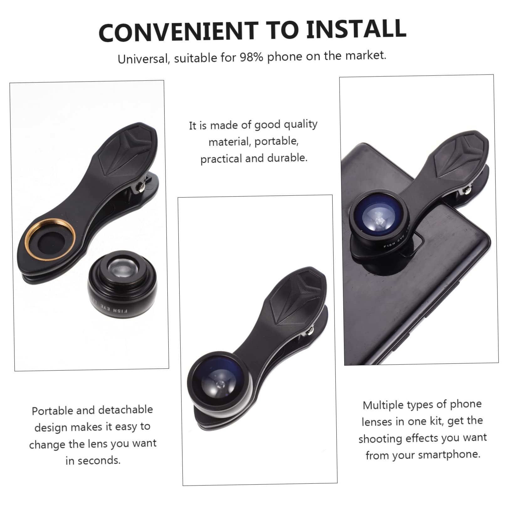 1set Kit Per Fotocamera Smartphone Lenti Professionali Grandangolari e Macro Facile Installazione e Trasporto Per Appassionati Di Fotografia