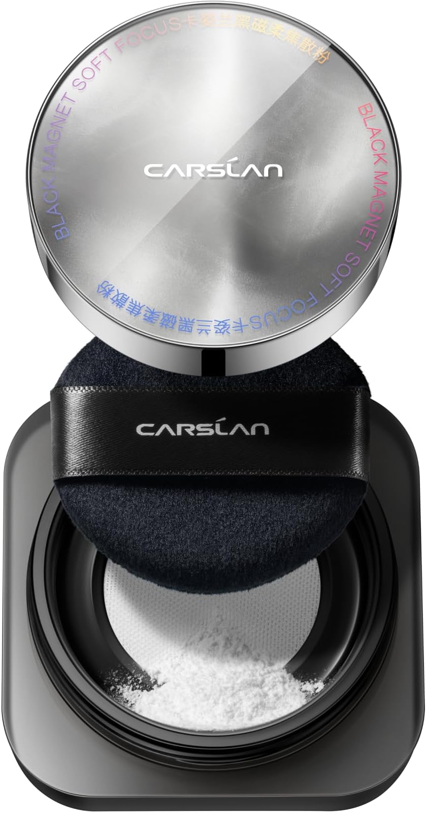 Black Magnet Soft Focus Make Up Powder, Waterproof Loose Setting Powder, 24H Longlasting, Oil Control, Talc-Free Face Powder, 02 Translucent For Oily Skin, 0.28Oz
