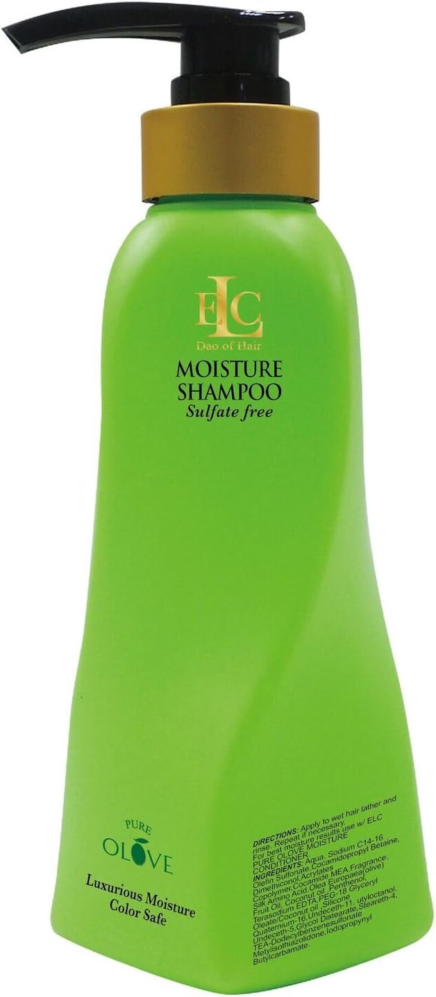 ELC Pure Olove Moisturizing Shampoo 33oz 1liter. Sulfate Free Color Safe Shampoo Moisturizes, Nourishes, Balances & Repairs, Dry, Keratin Smoothing Treated, Multi Textured Hair.