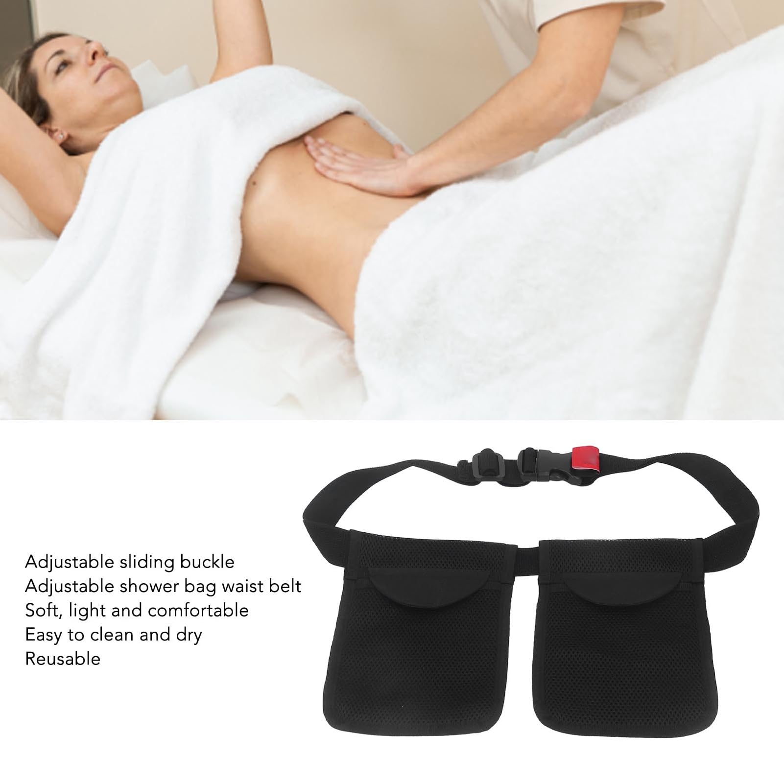 Fyearfly Soporte De Drenaje De Mastectomía, Soporte De Drenaje De Mastectomía Fijación De Presión Negativa Cinturón De Cintura Ajustable Portátil Bolsa De Drenaje De Senos De 2 Bolsillos