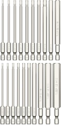 TLEEP Brocas Allen de 20 x 14 pulgadas de cabeza hexagonal de 3.937in de largo, SAE de 516 a 564 pulgadas y métricas de 0.472in a 0.059in, puntas