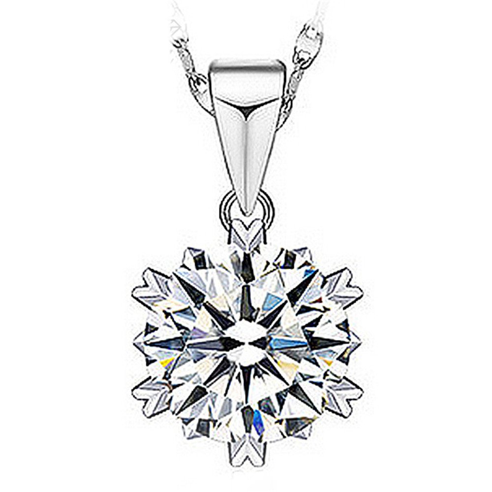 Cate & Chloe Maggie Pure Flower Pendant Necklace, Women's 18k White Gold Plated Necklace with a Large Sparkling Solitaire Round Cut Swarovski Crystal, Silver Pendant Necklace for Women