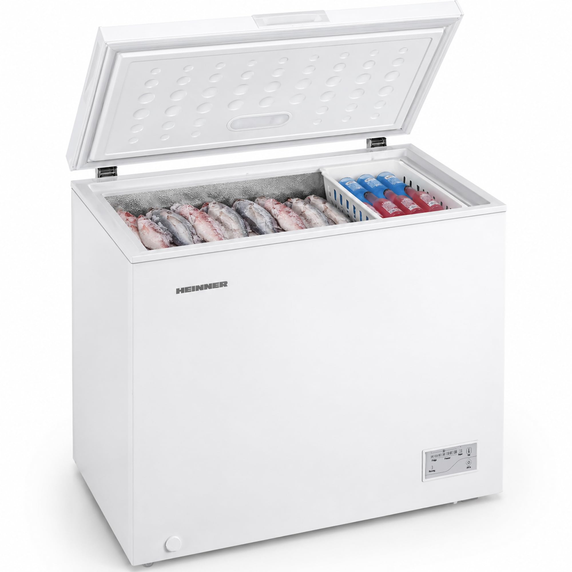 HCF-200CNHE++ Gefrierschrank – 200 L Nutzvolumen, Energieeffizienzklasse E, LED-Innenbeleuchtung, Verstellbare Fächer, Reversible Türen, Weißes Design, Leiser Betrieb – 5 Jahre Garantie