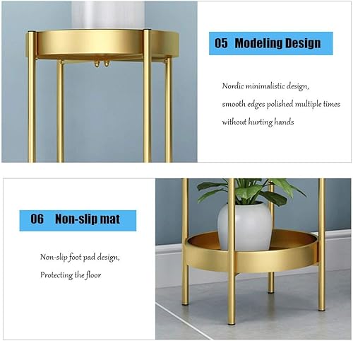 Miniatura 7 de ATAAY Plant Stand, Flower Pot Stand Double Tiered Plant Stand Metal Plant Pot Stand Rack Flower Display Holder with Modern Design