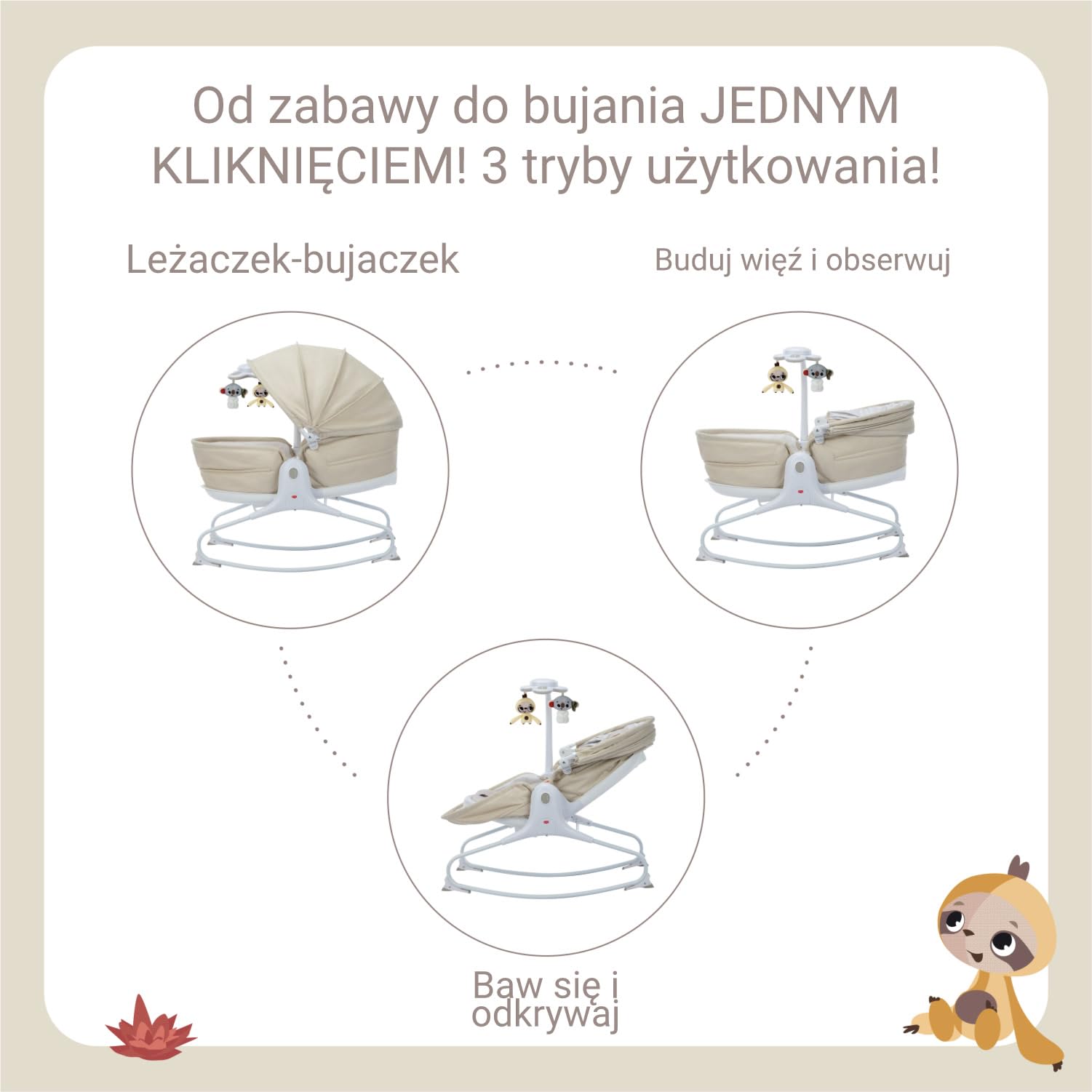 Tiny Love Cozy Tiny Leżaczek, Bujaczek Elektryczny, Od Urodzenia, Boho Chic