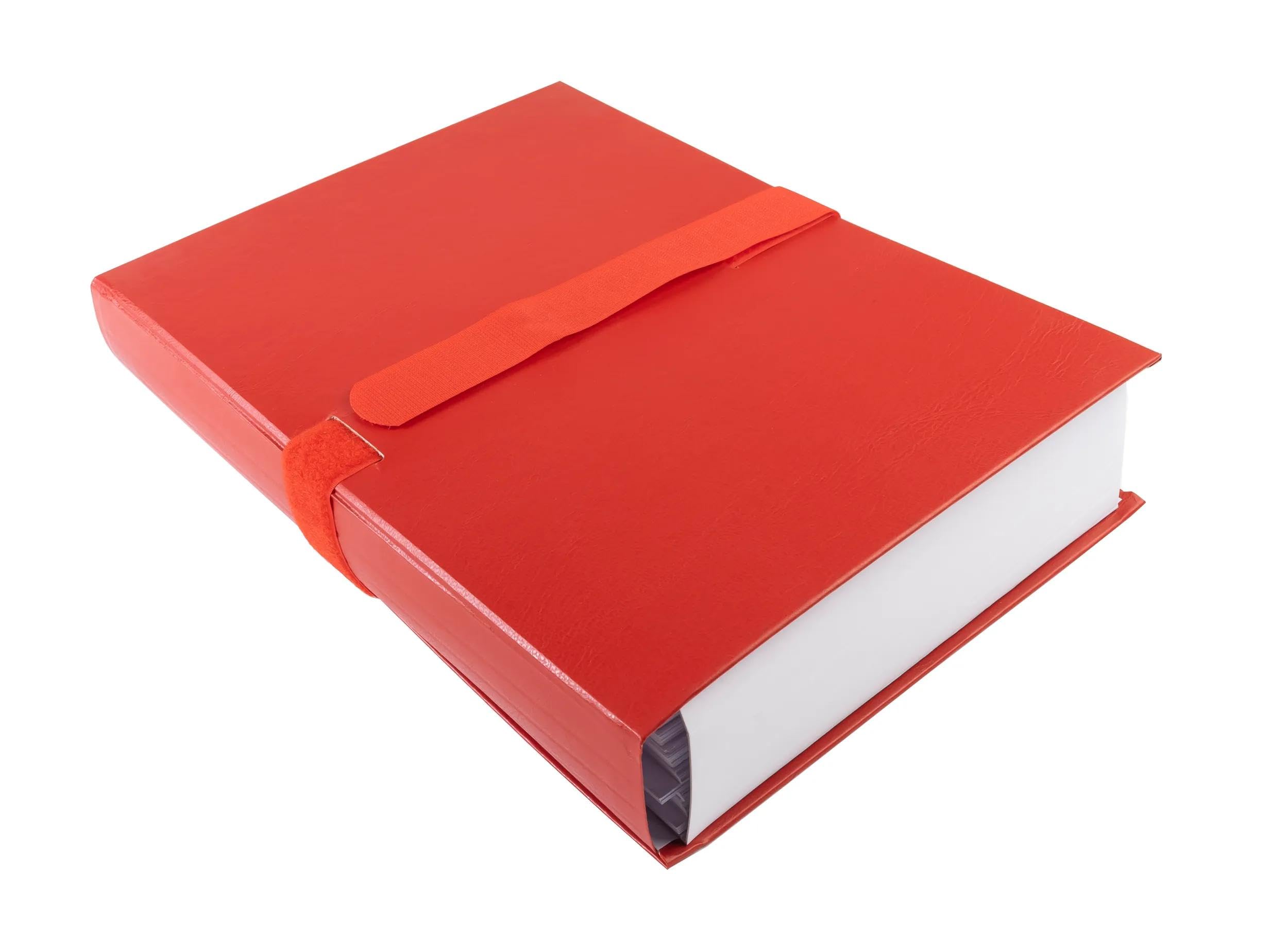 Exacompta - Réf. 629E - Carton de 10 chemises à dos extensible balacron - 1 rabat - fermeture par sangle auto-agrippante/scratch - dimensions 24 x 32 cm - pour documents au format A4 - couleur rouge