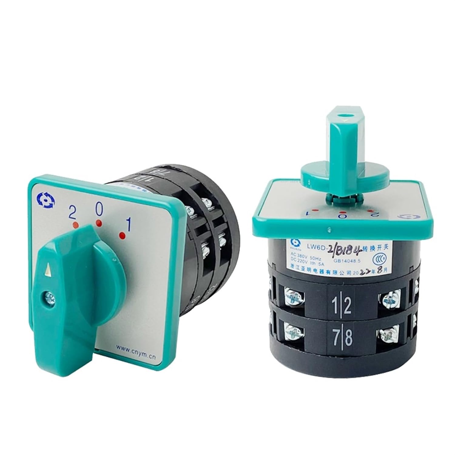 3 Positions LW6-2/B184 Green Changeover Rotary Cam Universal Selector AC380V DC220V 5A Two Pole Sliver Contacts