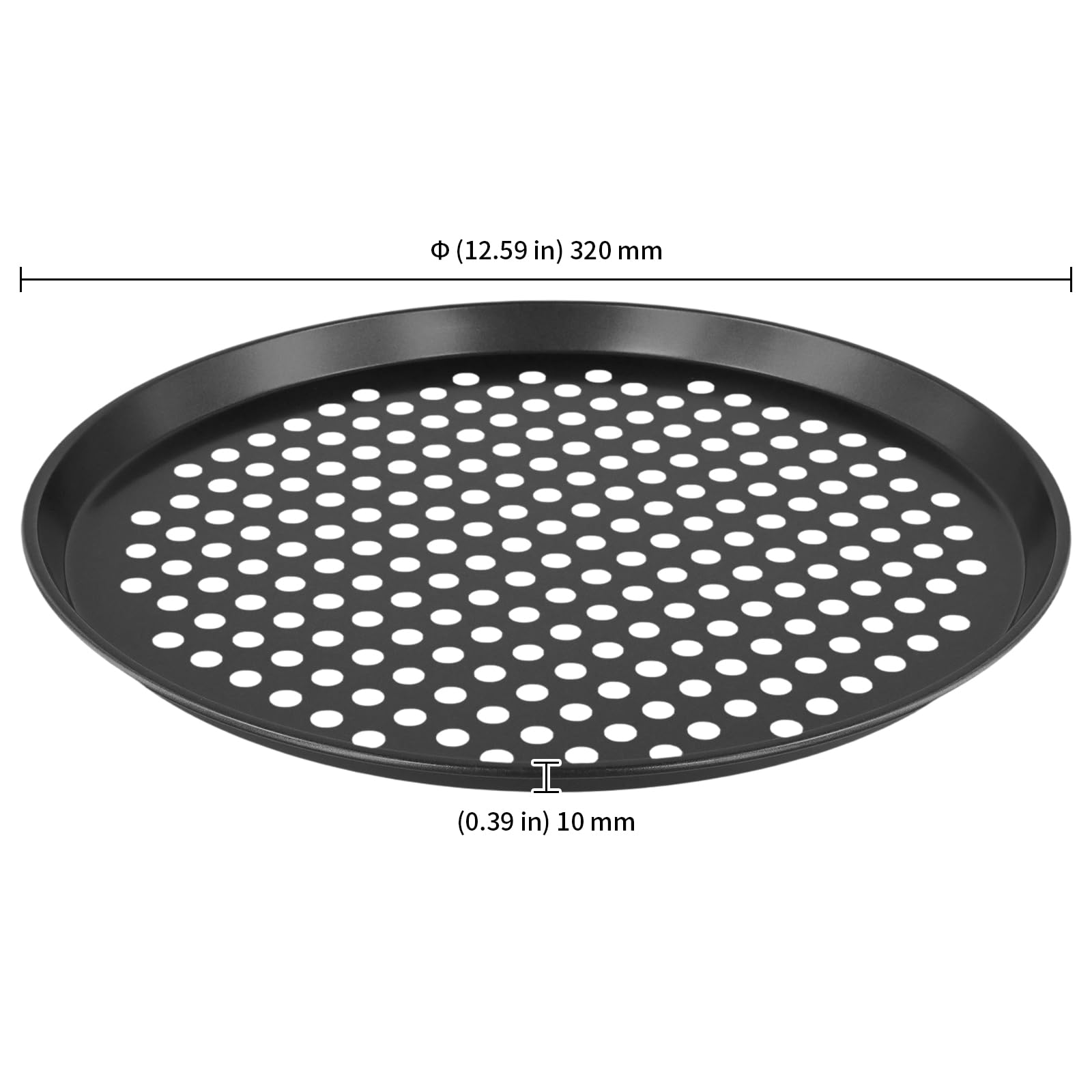 KEILEOHO Lot de 5 plaques à pizza rondes, 32 cm, en acier au carbone, avec trous, pour pizza et tartes flambées